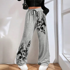 Skull Artwork Wide Leg Pants