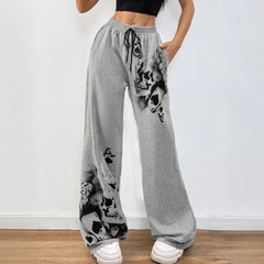 Skull Artwork Wide Leg Pants