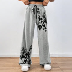 Skull Artwork Wide Leg Pants