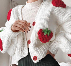 Strawberry Knitted Cardigan