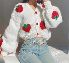 Strawberry Knitted Cardigan