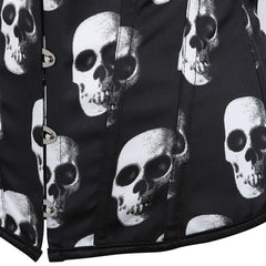 Corsé gótico victoriano con calavera y reloj de arena sobre el busto