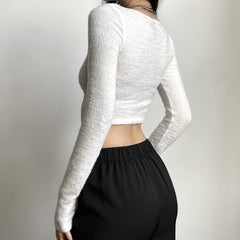 White Button Up Crop Cardigan