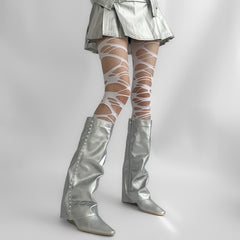 White Gothic Ripped Tights