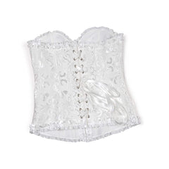 White Gothic Ruffle Trim Hourglass Overbust Corset