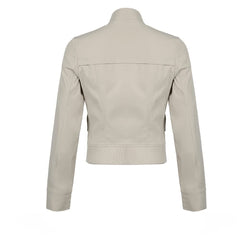 White High Neck Crop Zip Up Jacket