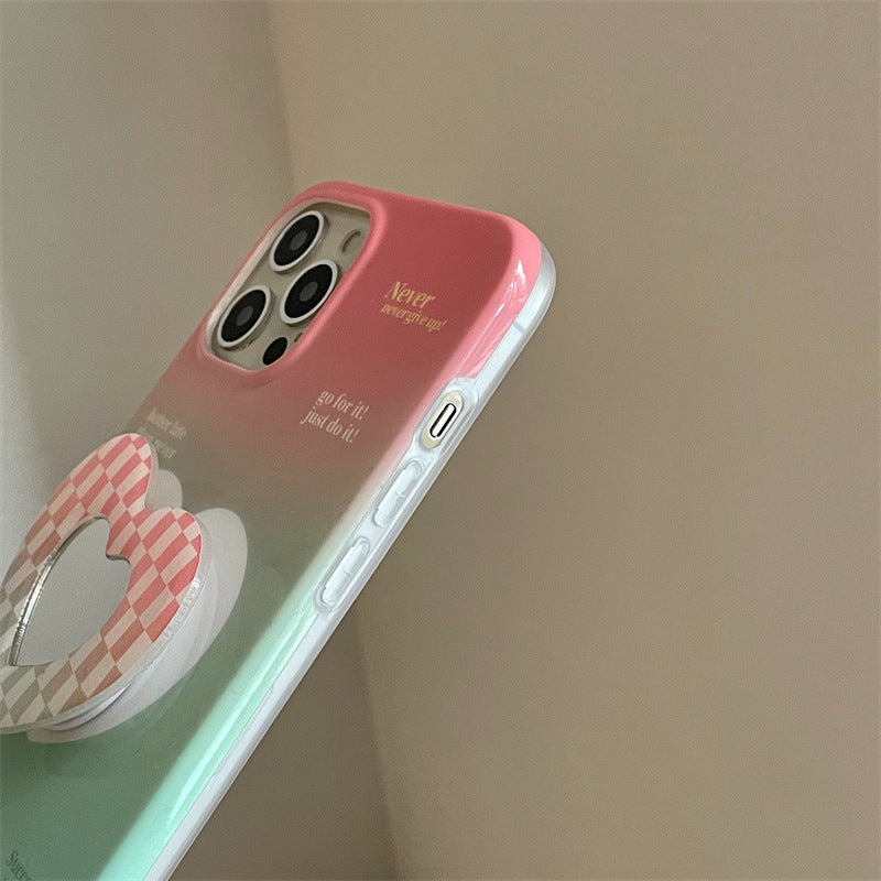 Gradient Love Mirror Holder Phone Case