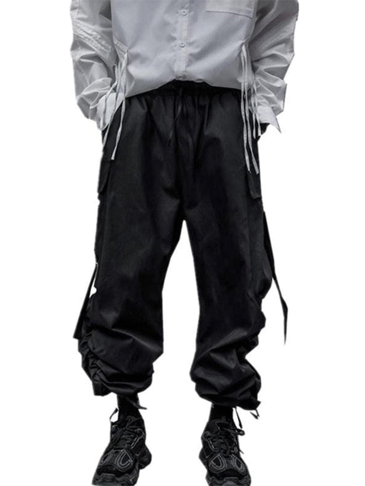 "Pure Black Ribbon" Cargo Pants