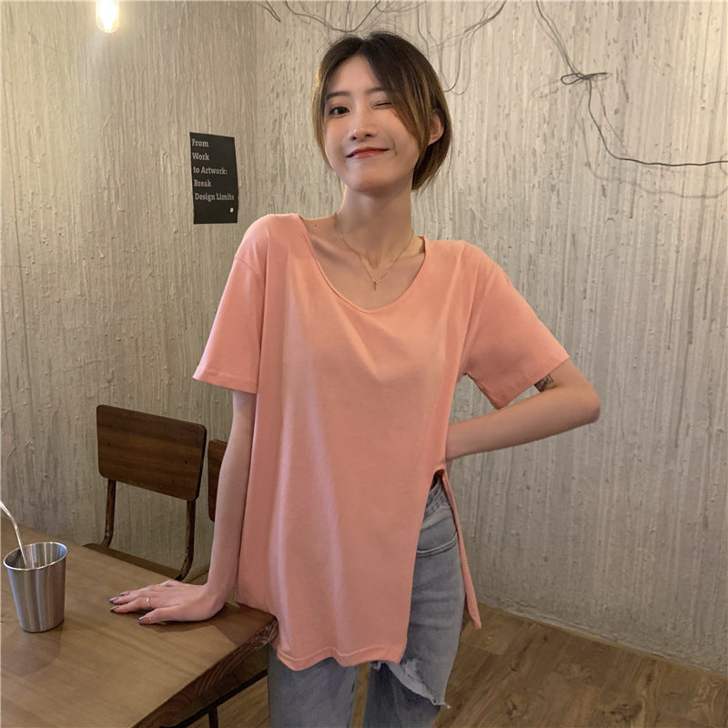 Summer Slit V-neck Tee