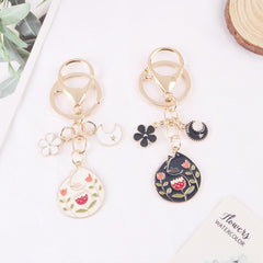 Cat Moon Flower Keychain