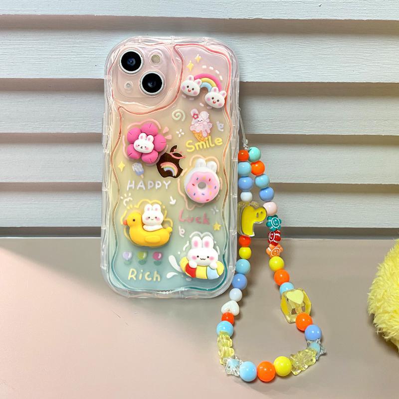 Kawaii Cartoon Rainbow Bunny Gradient Phone Case