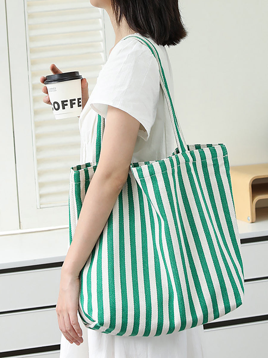 Canvas Stripe Casual Bag Women Shoulder