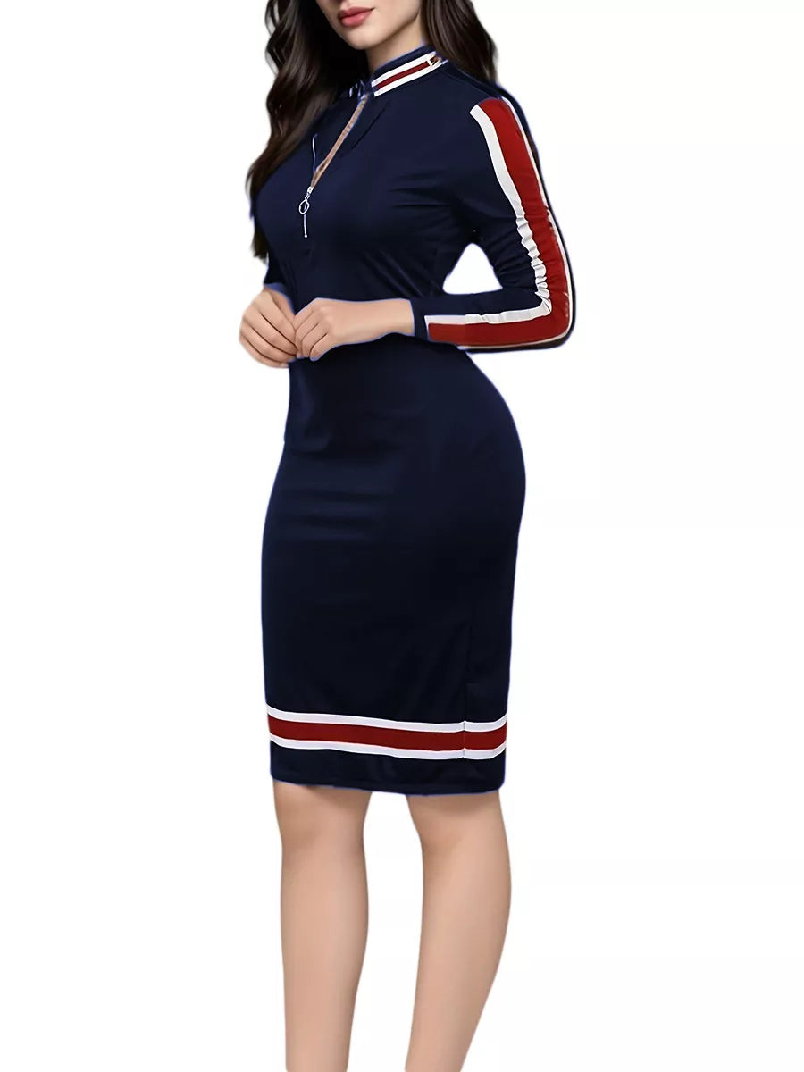 Striped Bodycon Long Sleeve Dress