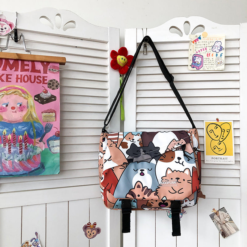 Funny Personality Cartoon Cat Messenger Bag