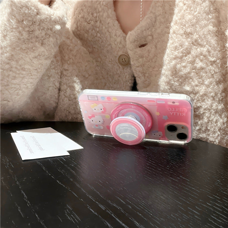 Kawaii Cat Camera Magnetic Stand Phone Case