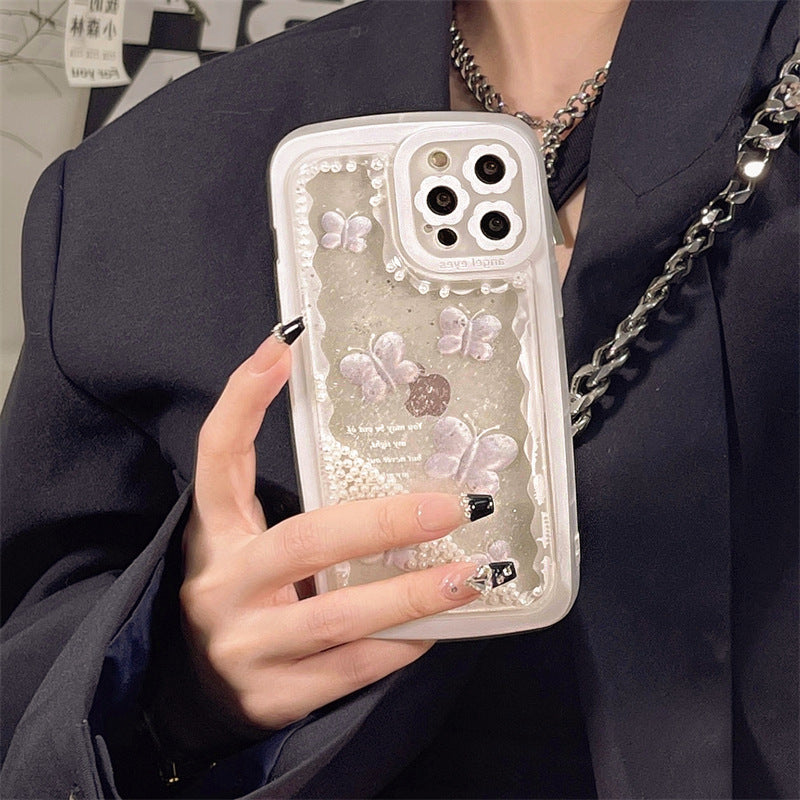 Pearl Butterfly Quicksand Phone Case