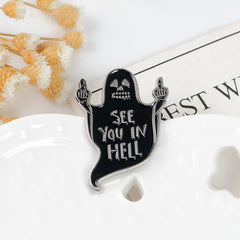 Black Cat Ghost Contempt Gesture Pins