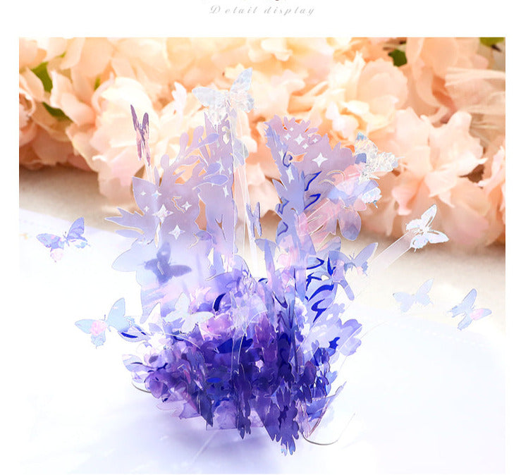 Crystal Flower Butterfly 3D Greeting Card