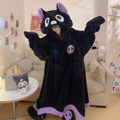 Funny Cartoon Bat Plush Hooded Jumpsuit Pajamas Dress