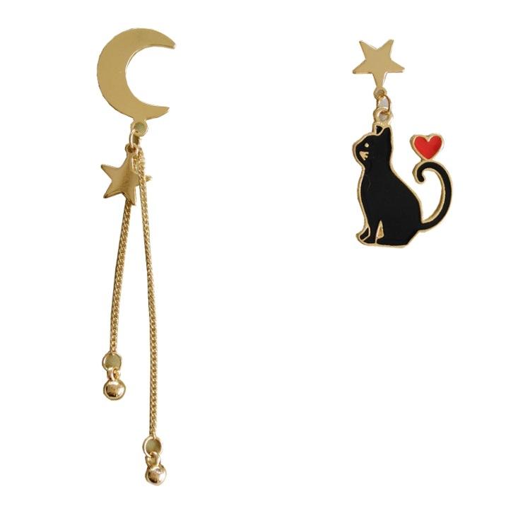 Cute Cat Star Moon Earrings