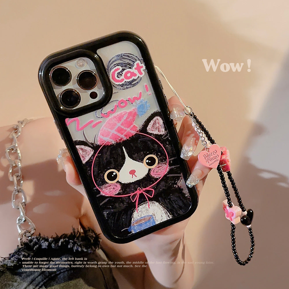 Black Pink Graffiti Cat Bracelet Phone Case