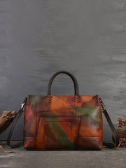 Women Leather Patchwork Large Capacity Hand Bag Shoulder Bag
