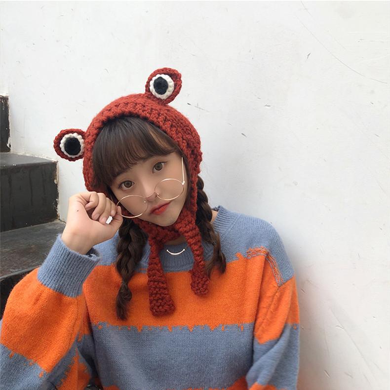 Big Eyes Frog Wool Knitted Hat