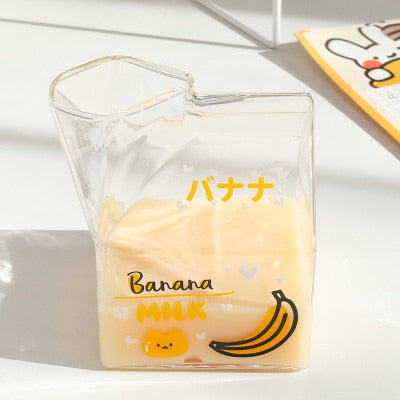 Kawaii Milk Square Glass Cup (380ml)