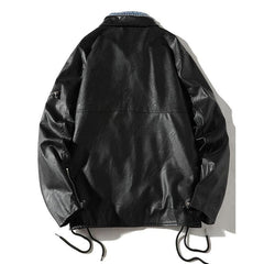 Ribbon Denim Leather Jacket