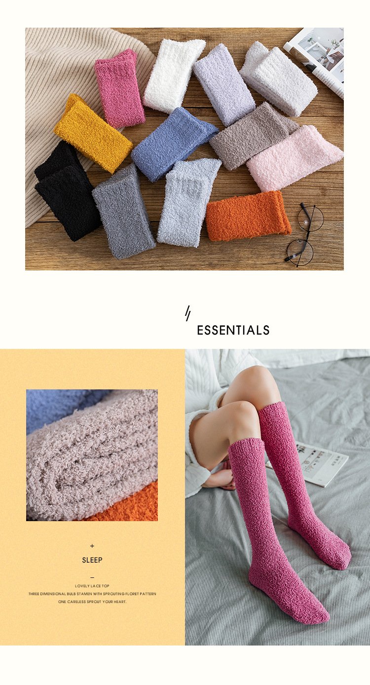 Pure color knee-length Floor Socks