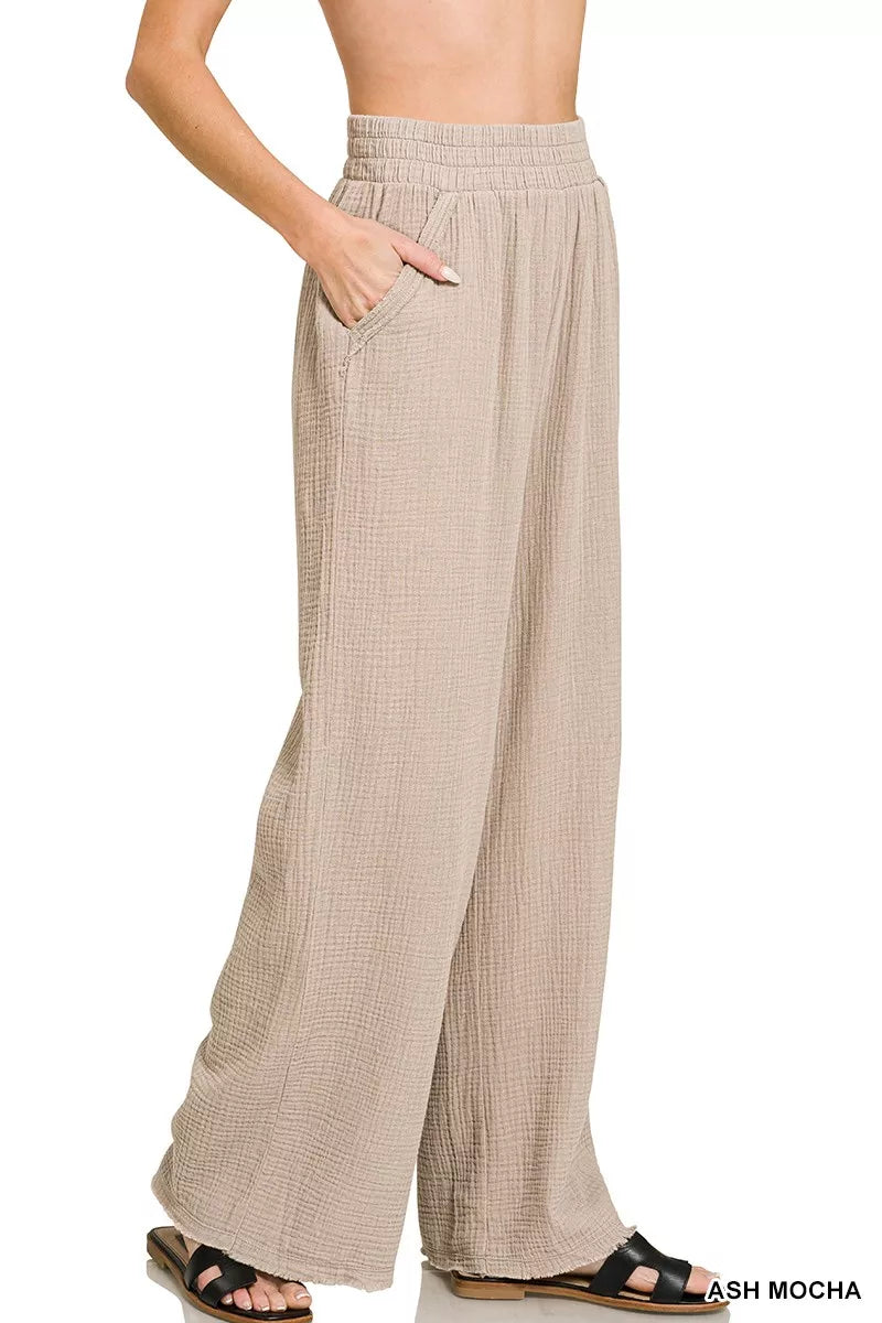 Zenana Double Gauze Lounge Pants