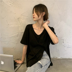 Summer Slit V-neck Tee