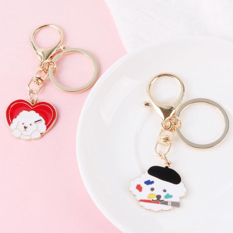 Girly Heart Artist Dog Keychain