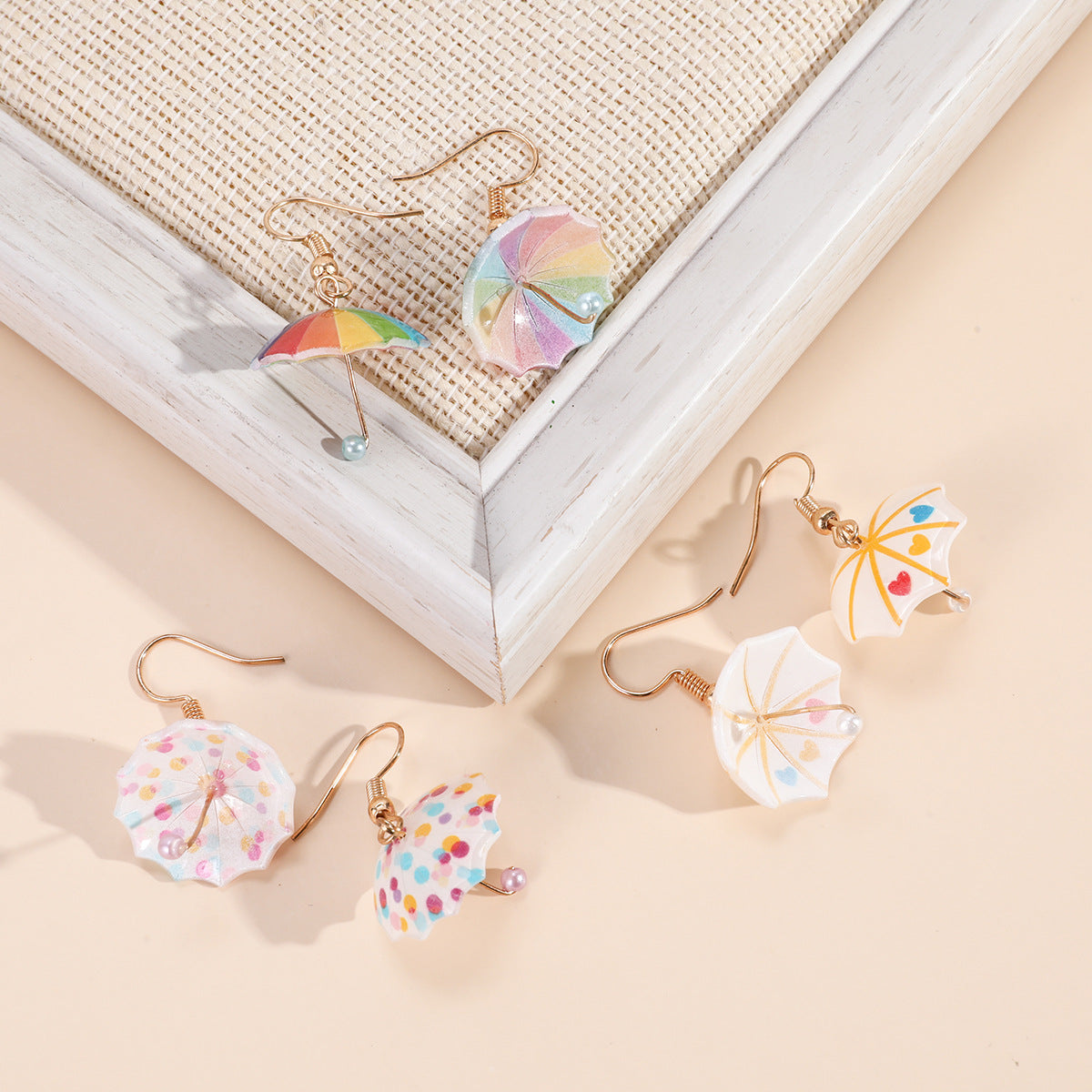 Kawaii Rainbow Umbrella Earrings