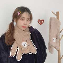 Cute Cartoon Bear Plush Scarf