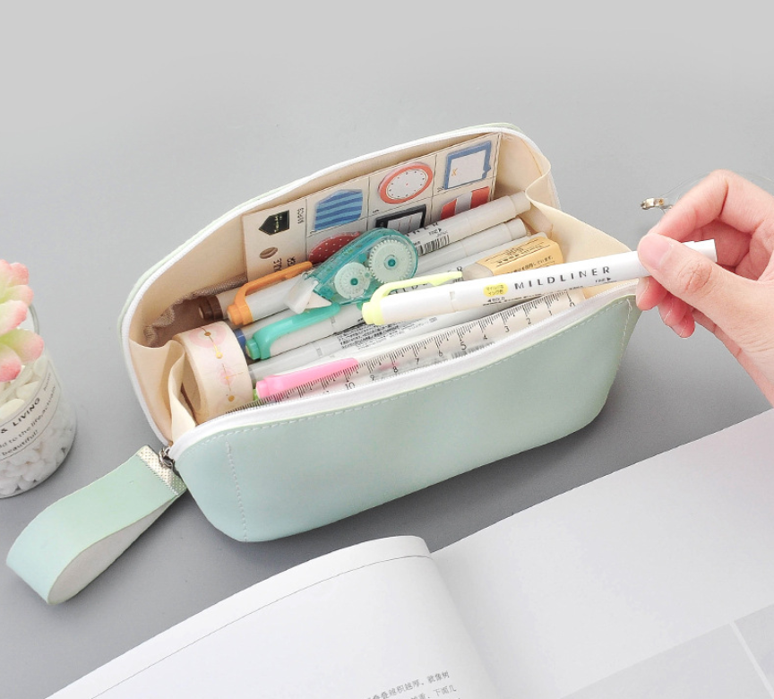 PU Solid Color Pencil Case