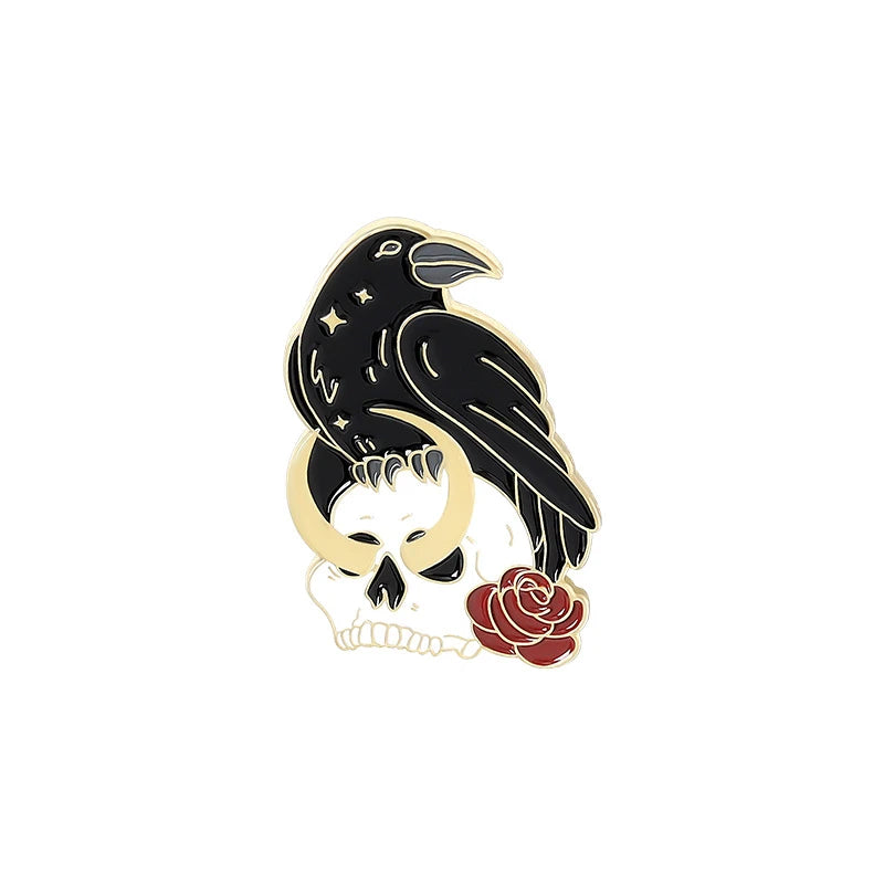 Chic Rose Crow Pins