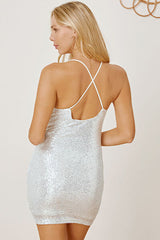 Sequin Spaghetti Strap Mini Dress