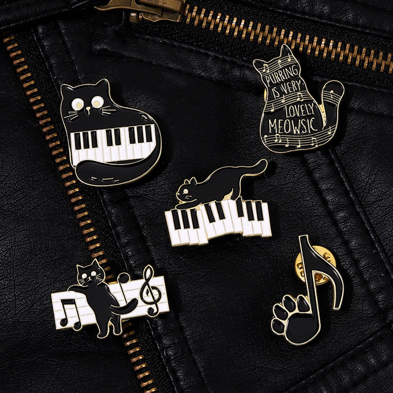 Black Cat Piano Note Pins