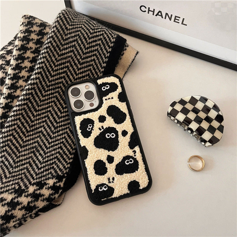 Plush Embroidered Briquettes Phone Case