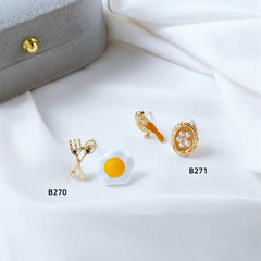 Bird's Nest Poached Egg Earrings