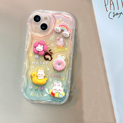 Kawaii Cartoon Rainbow Bunny Gradient Phone Case