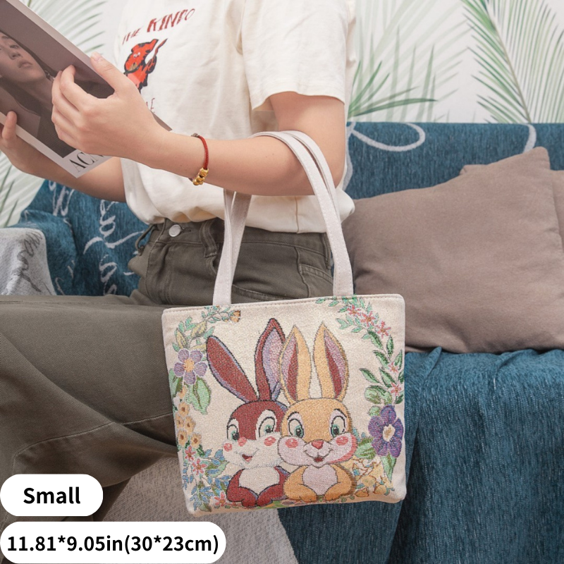 Kawaii Embroidered Cartoon Bunny Tote Bag