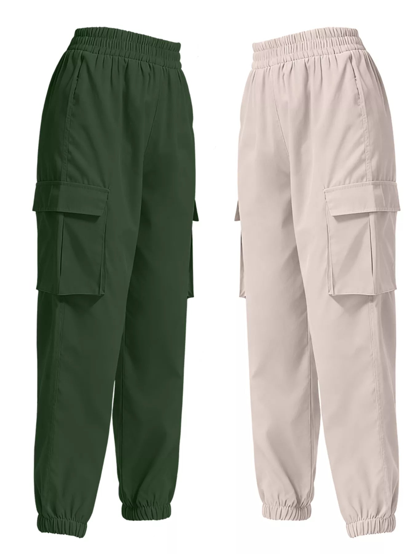 2 Piece Elastic Waist Cargo Pants