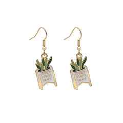 Cartoon Potted Green Plants Earrings