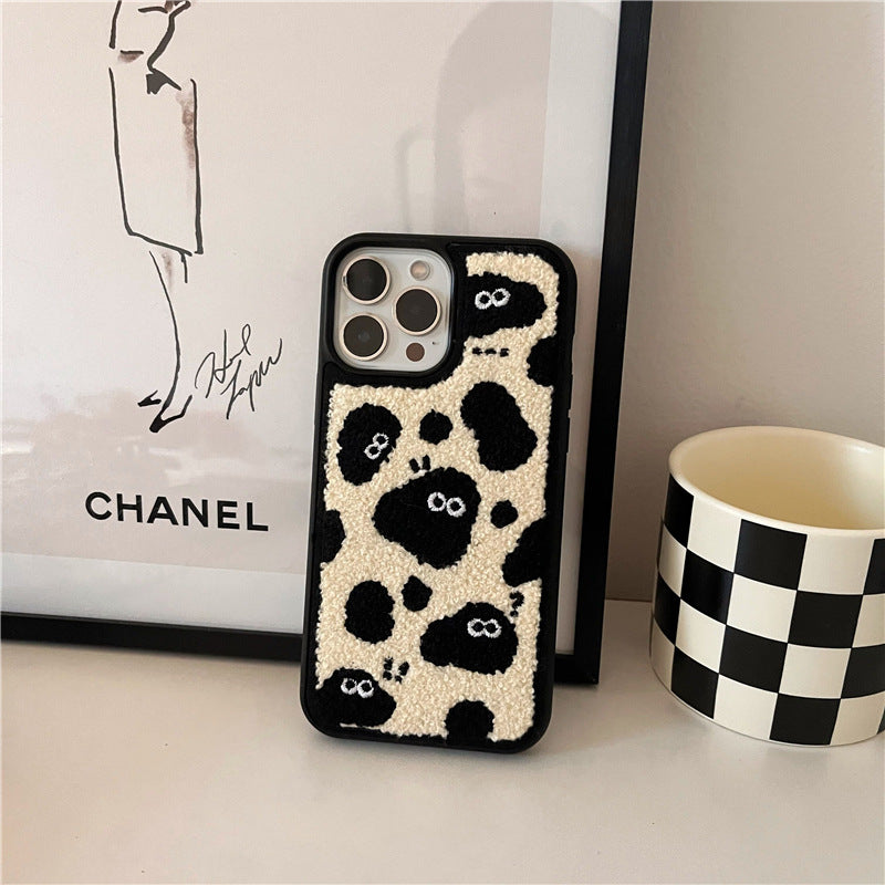 Plush Embroidered Briquettes Phone Case