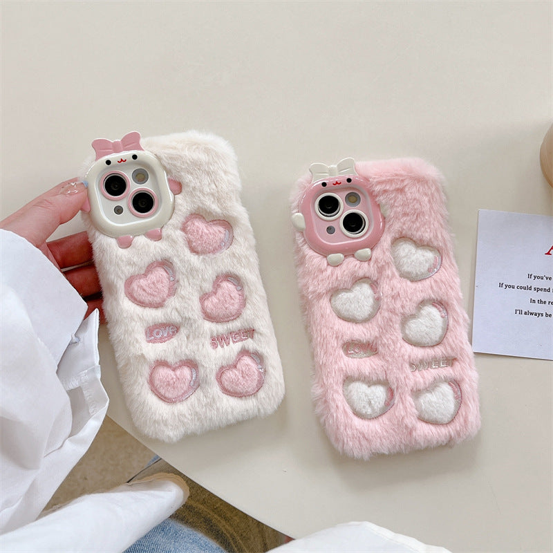 Monster Plush Embroidered Heart Phone Case