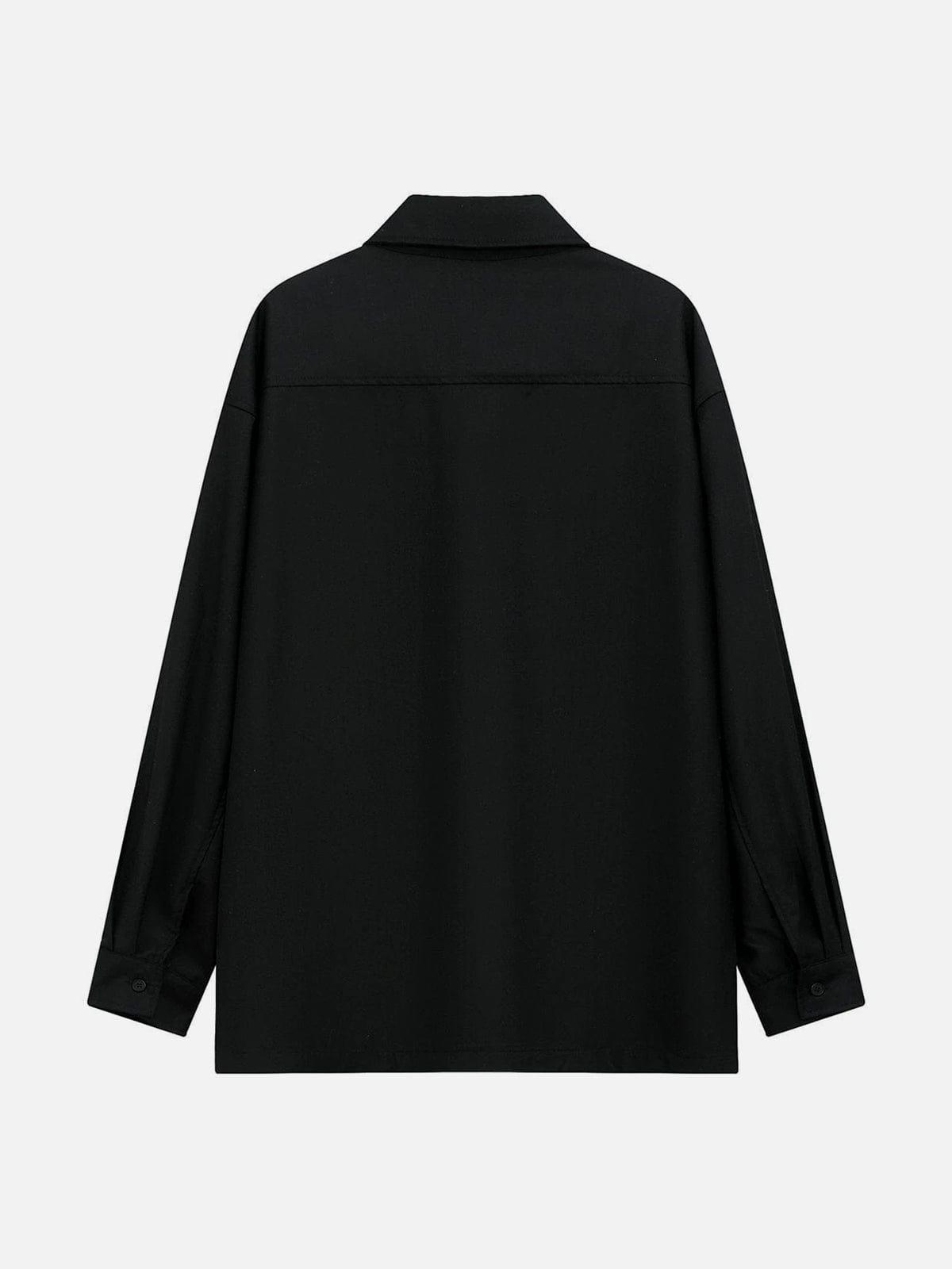 Big Pocket Zip Up Long Sleeve Shirt