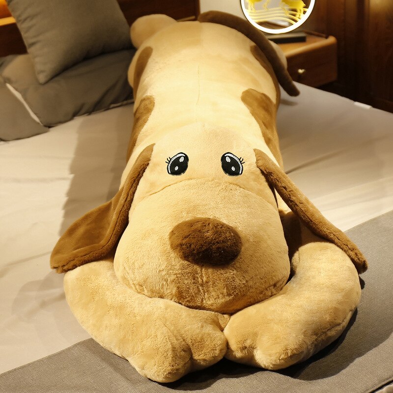 110-130CM Giant Size Soft Lying Dog Plush Toys Stuffed Animal Sleep Cushion Pillow Dolls for Children Baby Birthday Xmas Gifts