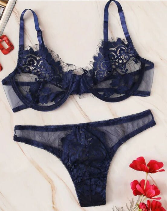 Sexy Lace Three-Point Bralette Set